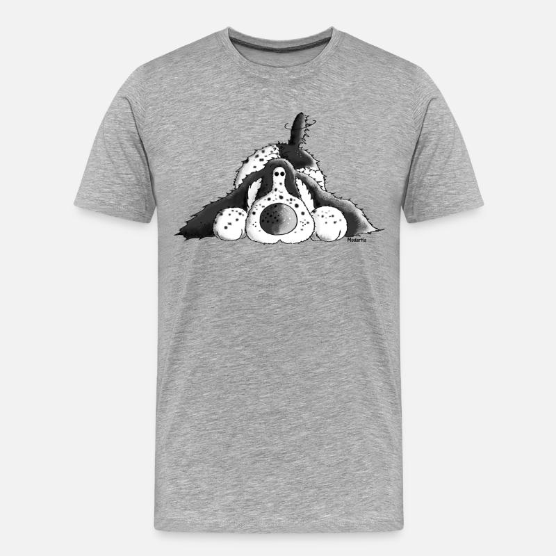 Fröhlicher Cocker Spaniel - Hund - Männer Premium Bio T-Shirt - Grau meliert