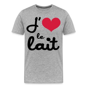 J'aime le lait - Bébé - T-shirt bio Premium Homme - gris chiné - Devant - Damien (186cm)