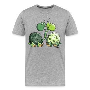Drôles Tortues - Tortue - T-shirt bio Premium Homme - gris chiné - Devant - Damien (186cm)