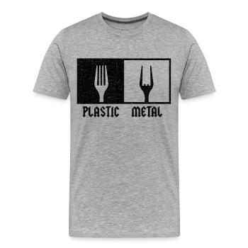 Plastic Metal Music Pommesgabel Festival Rock Fans - Männer Premium Bio T-Shirt - Grau meliert - Vorne - Damien (186cm)