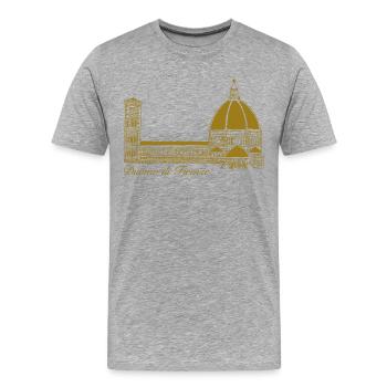 Dom Florenz, handgezeichnet - Männer Premium Bio T-Shirt - Grau meliert - Vorne - Damien (186cm)