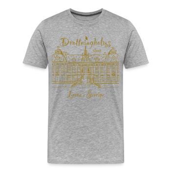 Suède Palais de Drottningholm, dessin à la main - T-shirt bio Premium Homme - gris chiné - Devant - Damien (186cm)