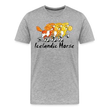 Islandpferde Trio - Isländer - Männer Premium Bio T-Shirt - Grau meliert - Vorne - Damien (186cm)