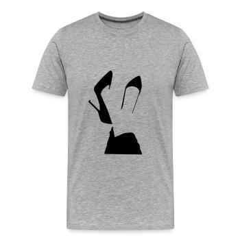High Heels Silhouette – Glamour Fashion Design - Männer Premium Bio T-Shirt - Grau meliert - Vorne - Damien (186cm)