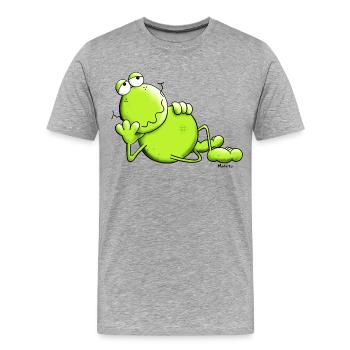 Funny Dreamy Frog - Men's Premium Organic T-Shirt - heather grey - Front - Damien (186cm)