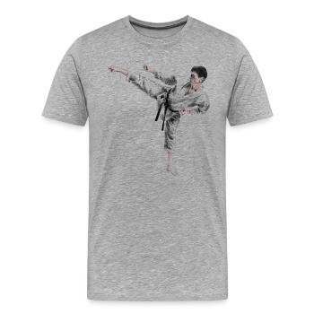 karate - Men's Premium Organic T-Shirt - heather grey - Front - Damien (186cm)