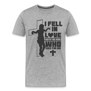 Jesus Christ - Design - Men's Premium Organic T-Shirt - heather grey - Front - Damien (186cm)