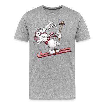 Ski Lapin - T-shirt bio Premium Homme - gris chiné - Devant - Damien (186cm)