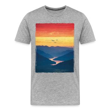 Landscape / Mountains / Sunset / Romantic - Men's Premium Organic T-Shirt - heather grey - Front - Damien (186cm)