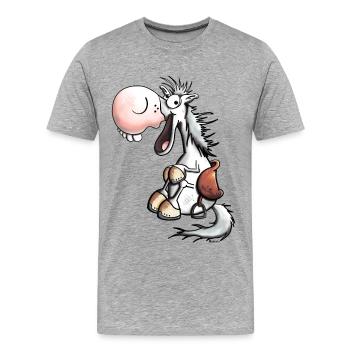 Cheval Rire - T-shirt bio Premium Homme - gris chiné - Devant - Damien (186cm)