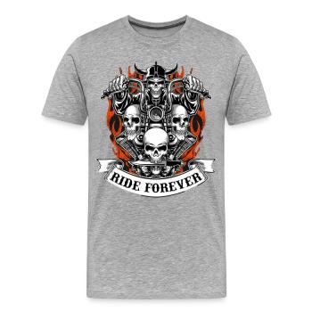 motocycliste - T-shirt bio Premium Homme - gris chiné - Devant - Damien (186cm)