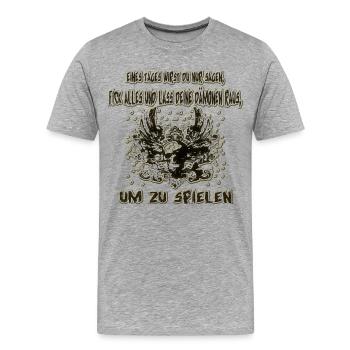 Dämon raus lassen - Männer Premium Bio T-Shirt - Grau meliert - Vorne - Damien (186cm)