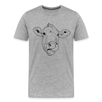 Licking cow - Men's Premium Organic T-Shirt - heather grey - Front - Damien (186cm)
