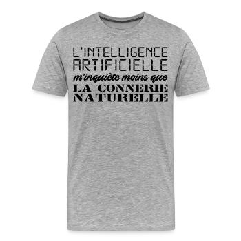 Intelligence artificielle - T-shirt bio Premium Homme - gris chiné - Devant - Damien (186cm)