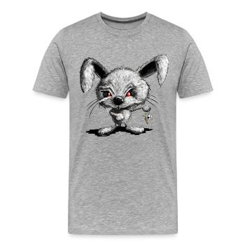 Halloween Hase I Horror Kaninchen I Böser Hase - Männer Premium Bio T-Shirt - Grau meliert - Vorne - Damien (186cm)