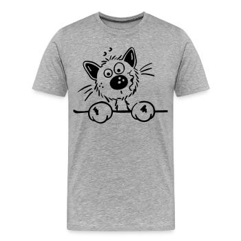 Mignon Chat - T-shirt bio Premium Homme - gris chiné - Devant - Damien (186cm)