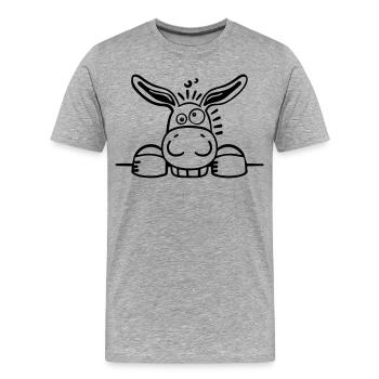 Curieux âne - T-shirt bio Premium Homme - gris chiné - Devant - Damien (186cm)
