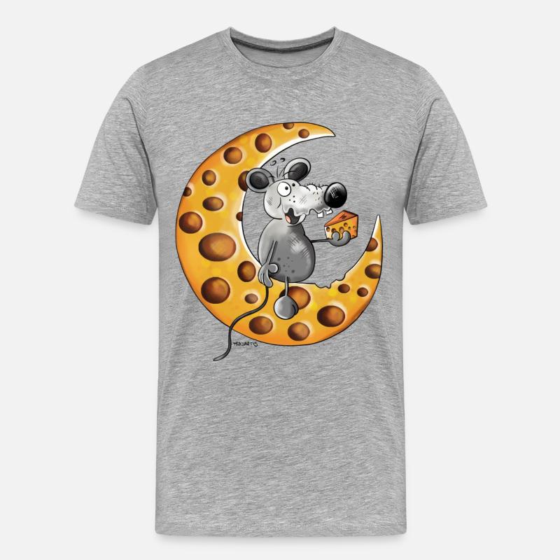 Maus liebt Käse - Männer Premium Bio T-Shirt - Grau meliert