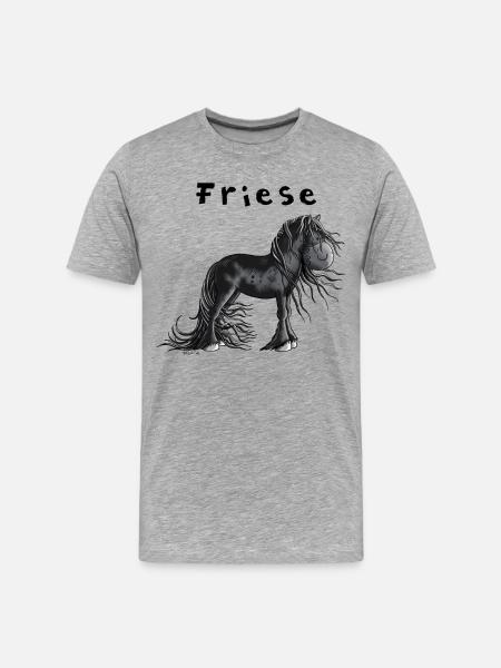 Niedliches Friesenpferd - Männer Premium Bio T-Shirt - Grau meliert