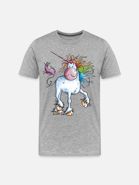 Rainbow Unicorn - Men's Premium Organic T-Shirt - heather grey
