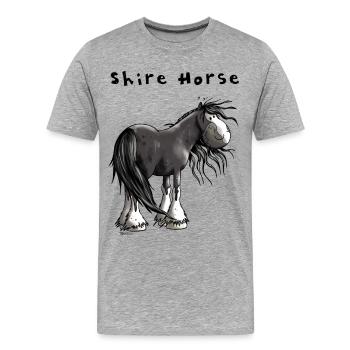 Süßes Shire Horse - Männer Premium Bio T-Shirt - Grau meliert - Vorne - Damien (186cm)