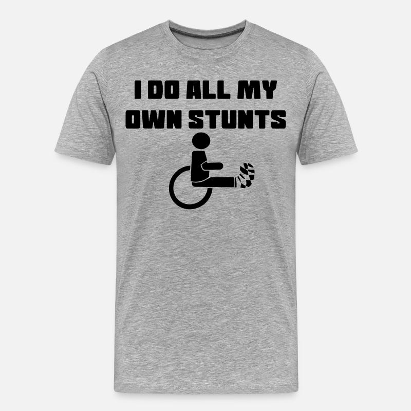 Rollstuhlfahrer mit Bein in Gips # - Männer Premium Bio T-Shirt - Grau meliert