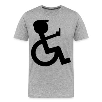 Wheelchair rider shows middle finger # - Men's Premium Organic T-Shirt - heather grey - Front - Damien (186cm)