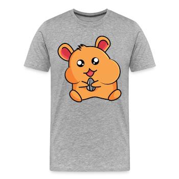 Hamster sur hamster - design - T-shirt bio Premium Homme - gris chiné - Devant - Damien (186cm)