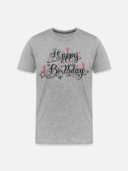Happy birthday lettering with candles. - Men's Premium Organic T-Shirt - heather grey