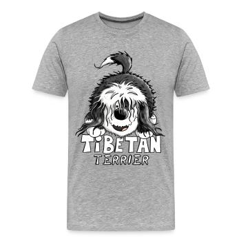 Mignon Terrier tibétain - T-shirt bio Premium Homme - gris chiné - Devant - Damien (186cm)