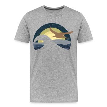 Mouette au bord de la mer - design - T-shirt bio Premium Homme - gris chiné - Devant - Damien (186cm)