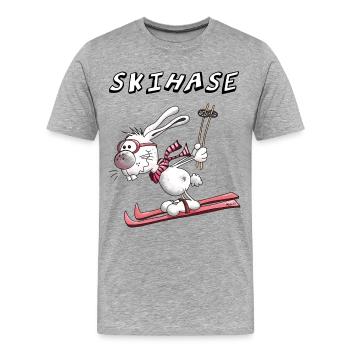 Skihase - Männer Premium Bio T-Shirt - Grau meliert - Vorne - Damien (186cm)