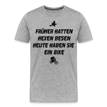 Hexenbesen Bike - Männer Premium Bio T-Shirt - Grau meliert - Vorne - Damien (186cm)
