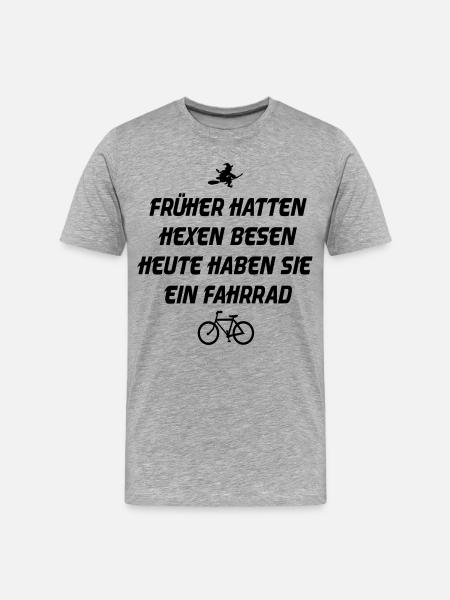 Hexenbesen Fahrrad - Männer Premium Bio T-Shirt - Grau meliert
