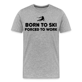 Né à ski T-Shirts - T-shirt bio Premium Homme - gris chiné - Devant - Damien (186cm)