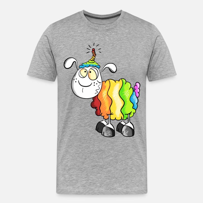 Rainbow Schaf - Männer Premium Bio T-Shirt - Grau meliert