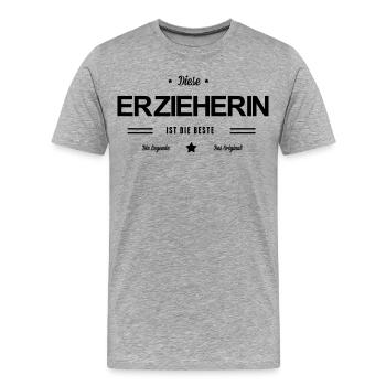 Beste Erzieherin - Männer Premium Bio T-Shirt - Grau meliert - Vorne - Damien (186cm)