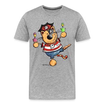 Mignon chat comique - T-shirt bio Premium Homme - gris chiné - Devant - Damien (186cm)