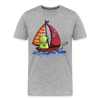 Frosch auf See - Männer Premium Bio T-Shirt - Grau meliert - Vorne - Damien (186cm)