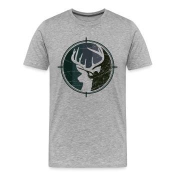Jäger - Jagd - Hirsch - Männer Premium Bio T-Shirt - Grau meliert - Vorne - Damien (186cm)