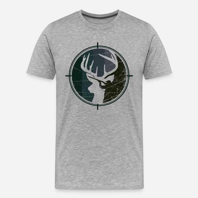 Jäger - Jagd - Hirsch - Männer Premium Bio T-Shirt - Grau meliert