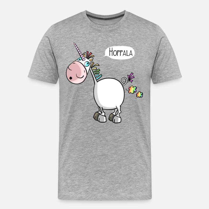 Hoppala Einhorn - Männer Premium Bio T-Shirt - Grau meliert