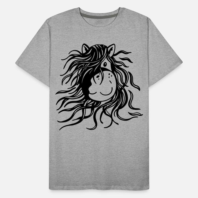Pferd mit dicker Mähne - Pferde - Comic Männer Premium Bio T-Shirt