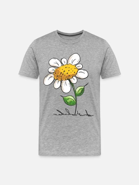 Fleur dessin animé - Cadeau - T-shirt bio Premium Homme - gris chiné