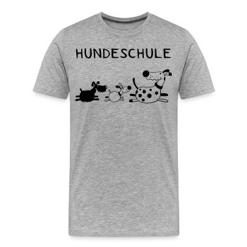 Lustige Hundeschule - Hund - Hunde - Comic - Männer Premium Bio T-Shirt - Grau meliert - Vorne - Damien (186cm)