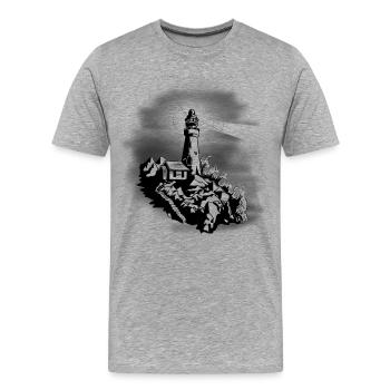 Phare de la mer de Mer Nautik Nature Ahoi bateau - T-shirt bio Premium Homme - gris chiné - Devant - Damien (186cm)