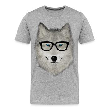 animal sauvage à lunettes V02 - T-shirt bio Premium Homme - gris chiné - Devant - Damien (186cm)