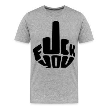 Fick dich, fick es Finger Mittelfinger # - Männer Premium Bio T-Shirt - Grau meliert - Vorne - Damien (186cm)