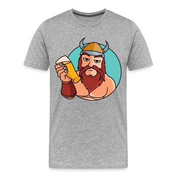 Wikinger mit Bierglas - Männer Premium Bio T-Shirt - Grau meliert - Vorne - Damien (186cm)