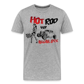 Hot Rod V8 Big Block - Männer Premium Bio T-Shirt - Grau meliert - Vorne - Damien (186cm)